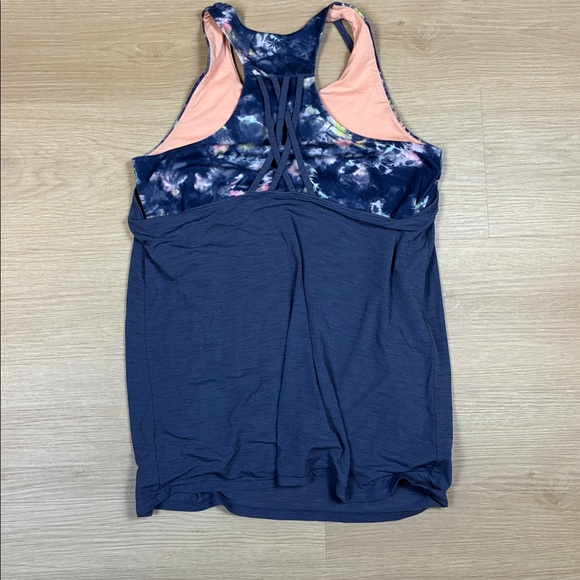 Athleta Girl XXL/16 Dark Blue Double Layer Racerback Tank Top Sporty Athleisure - Picture 5 of 5